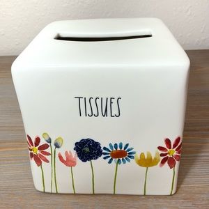Rae Dunn Tissue Box Floral Rare Ceramic
